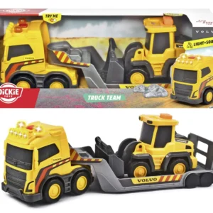DICKIE VOLVO SET TRAILER SI EXCAVATOR CU SUNETE SI LUMINI