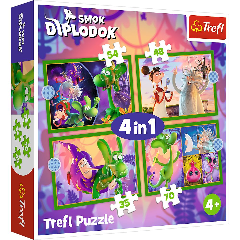 PUZZLE TREFL 4IN1 LUMEA DRAGONULUI DIPLODOK