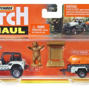 MATCHBOX HITCH&HAUL SET 2 VEHICULE MBX OFF ROAD 1988 JEEP 4X4 TRAILER TRAWLER SCARA 1:64