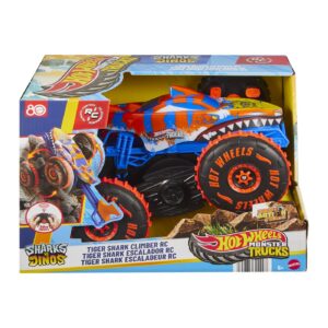 HOT WHEELS MONSTER TRUCK SHARKS VS DINOS MASINA CU TELECOMANDA TIGER SHARK CLIMBER