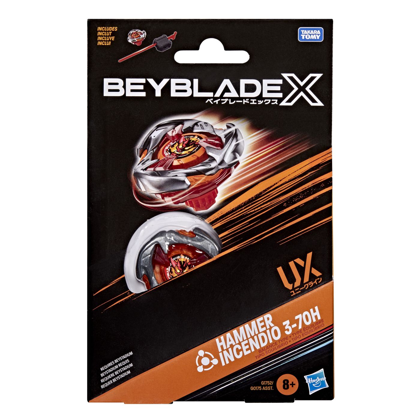 BEYBLADE X LET IT RIP SET LANSATOR SI ROATA HAMMER INCENDIO 3-70H