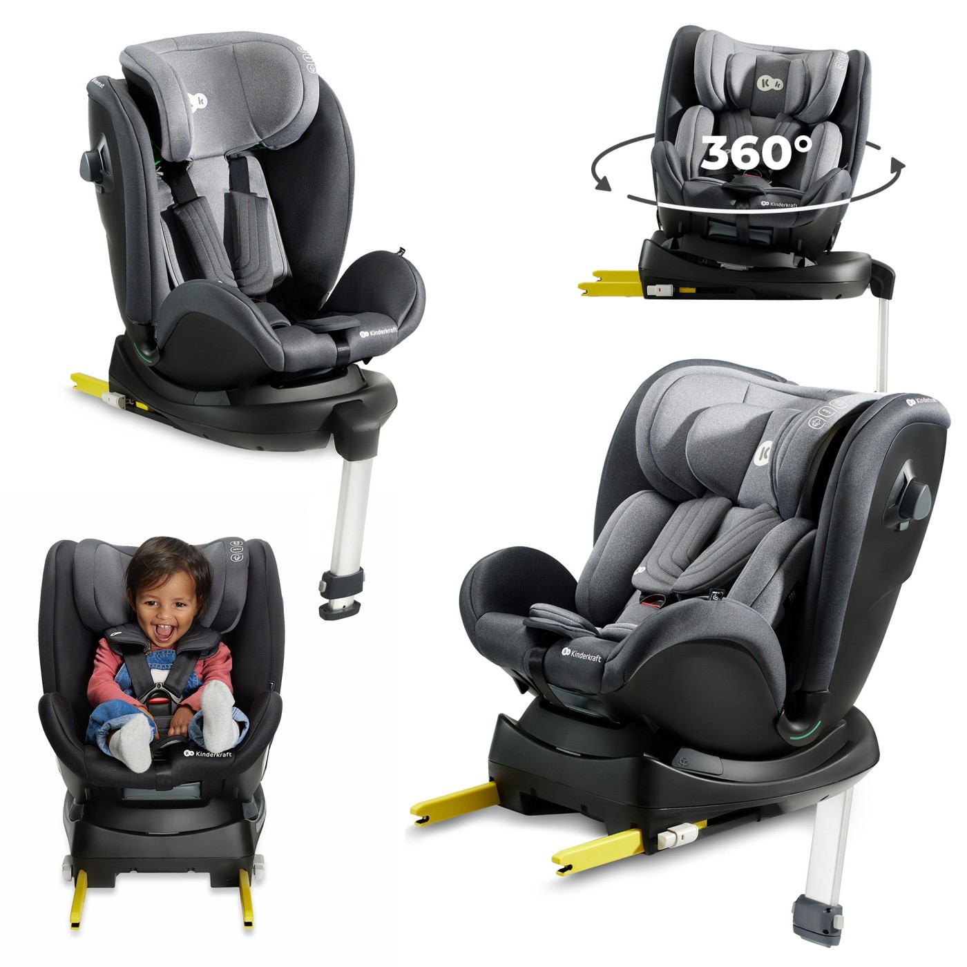 SCAUN AUTO I-SIZE, 40-125 CM, KINDERKRAFT XRIDER, GREY - imagine 2