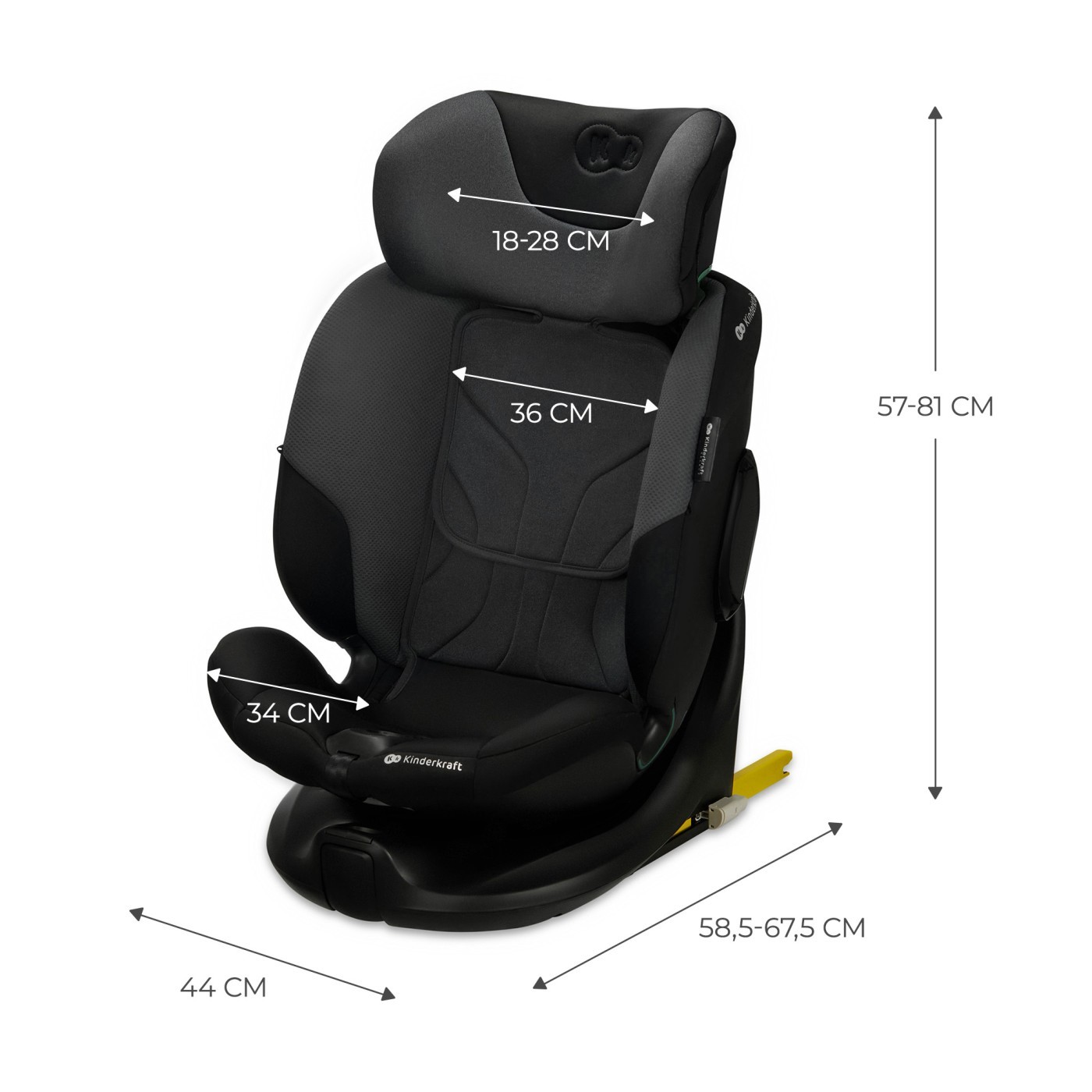 SCAUN AUTO KINDERKRAFT I-FIX, I-SIZE 40-150 CM, GRAPHITE BLACK - imagine 2