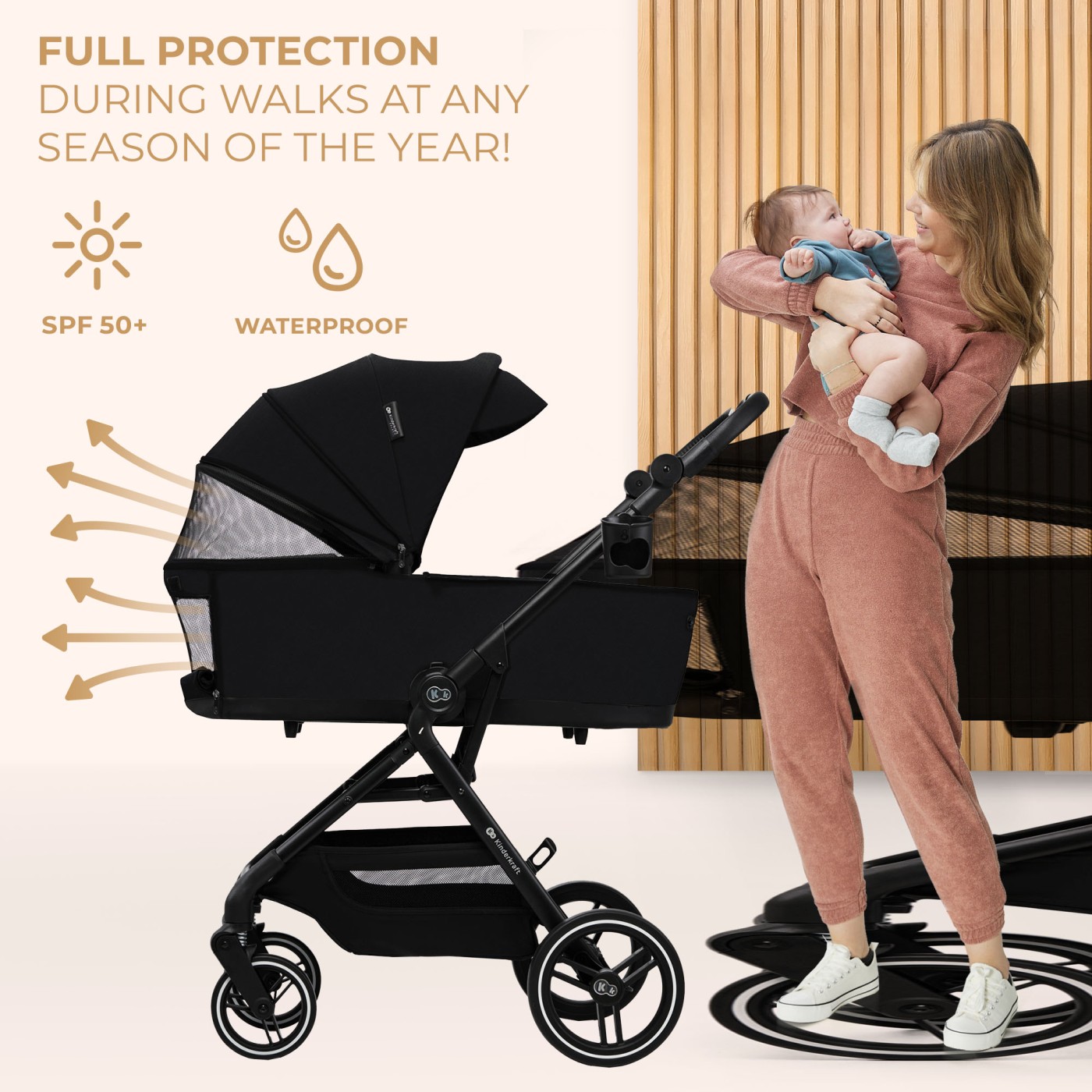 CARUCIOR KINDERKRAFT YOXI 3IN1 (MINK PRO) PURE BLACK - imagine 2