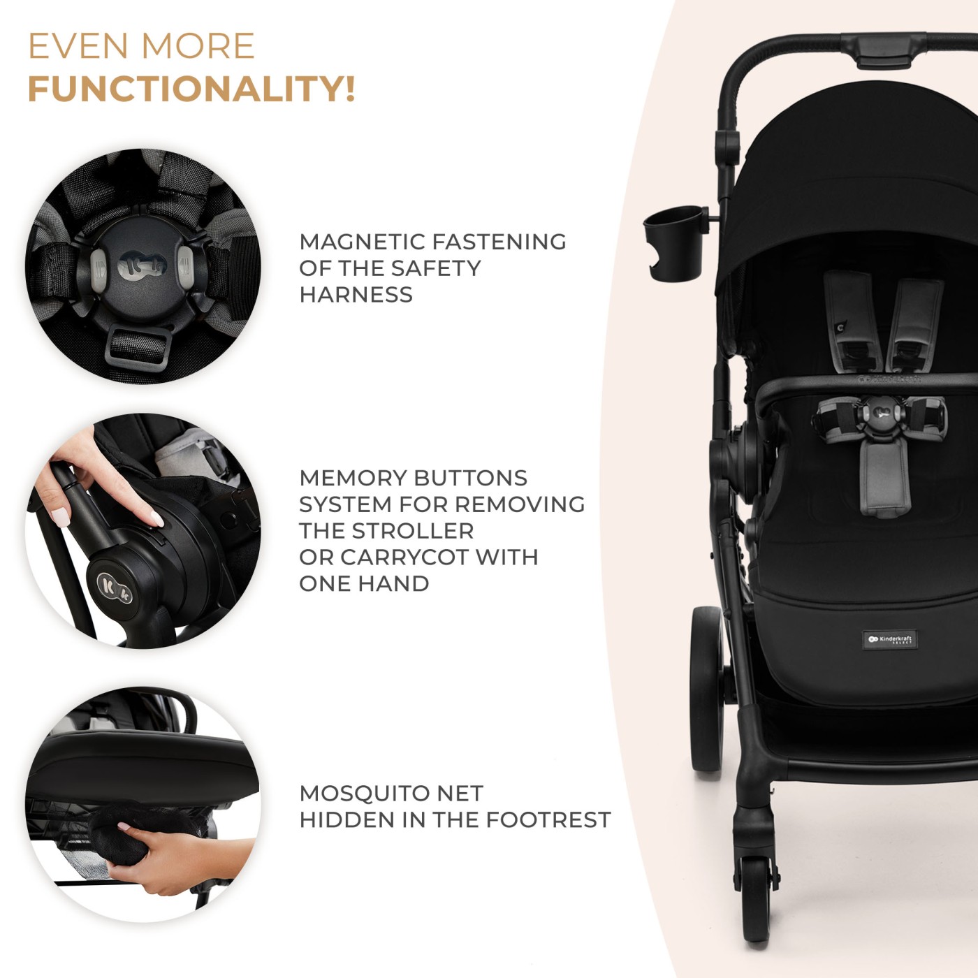 CARUCIOR KINDERKRAFT YOXI 3IN1 (MINK PRO) PURE BLACK - imagine 3