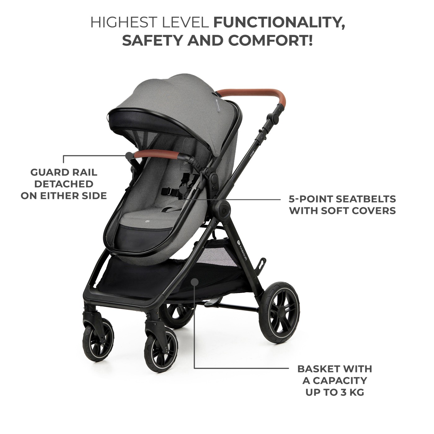 CARUCIOR KINDERKRAFT ESME, 3 IN 1, MOONLIGHT GREY - imagine 5