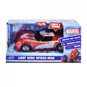 JADA MARVEL MASINUTA LIGHT HERO SPIDER MAN CU SUNETE SI LUMINI SCARA 1:32