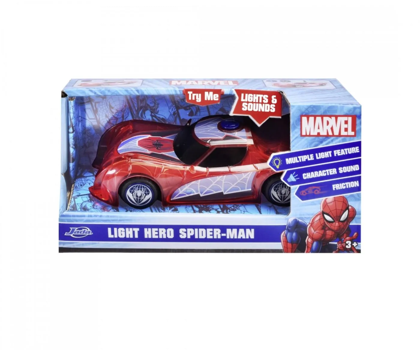 JADA MARVEL MASINUTA LIGHT HERO SPIDER MAN CU SUNETE SI LUMINI SCARA 1:32