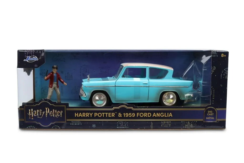 JADA HARRY POTTER SET FIGURINA HARRY POTTER SI MASINUTA METALICA FORD ANGLIA 1959 SCARA 1 LA 24