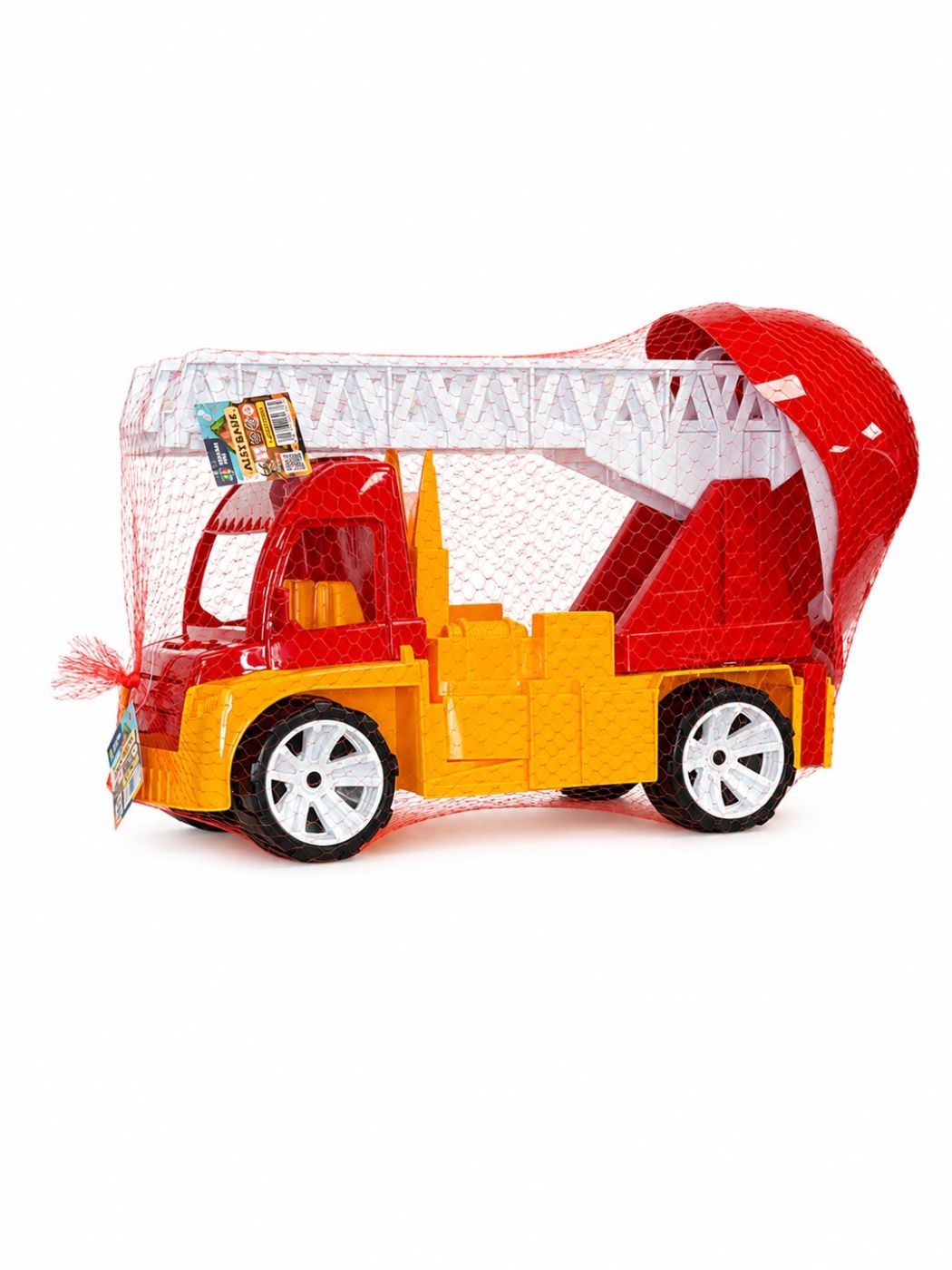 AUTOSPECIALA POMPIERI CU SCARA SI CASCA ROSU PORTOCALIU 54CM
