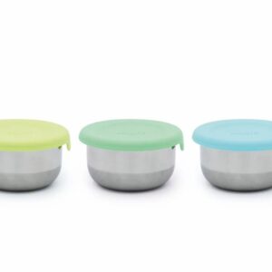 SET 3 RECIPIENTE MINI INOX CU CAPAC SILICON, MELII, BLEU MINT LIME