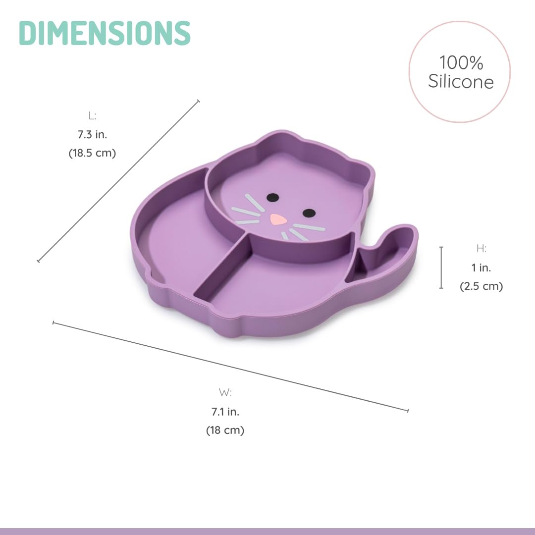 FARFURIE COMPARTIMENTATA DIN SILICON CU VENTUZA, MELII LUXE, PISICA - imagine 3