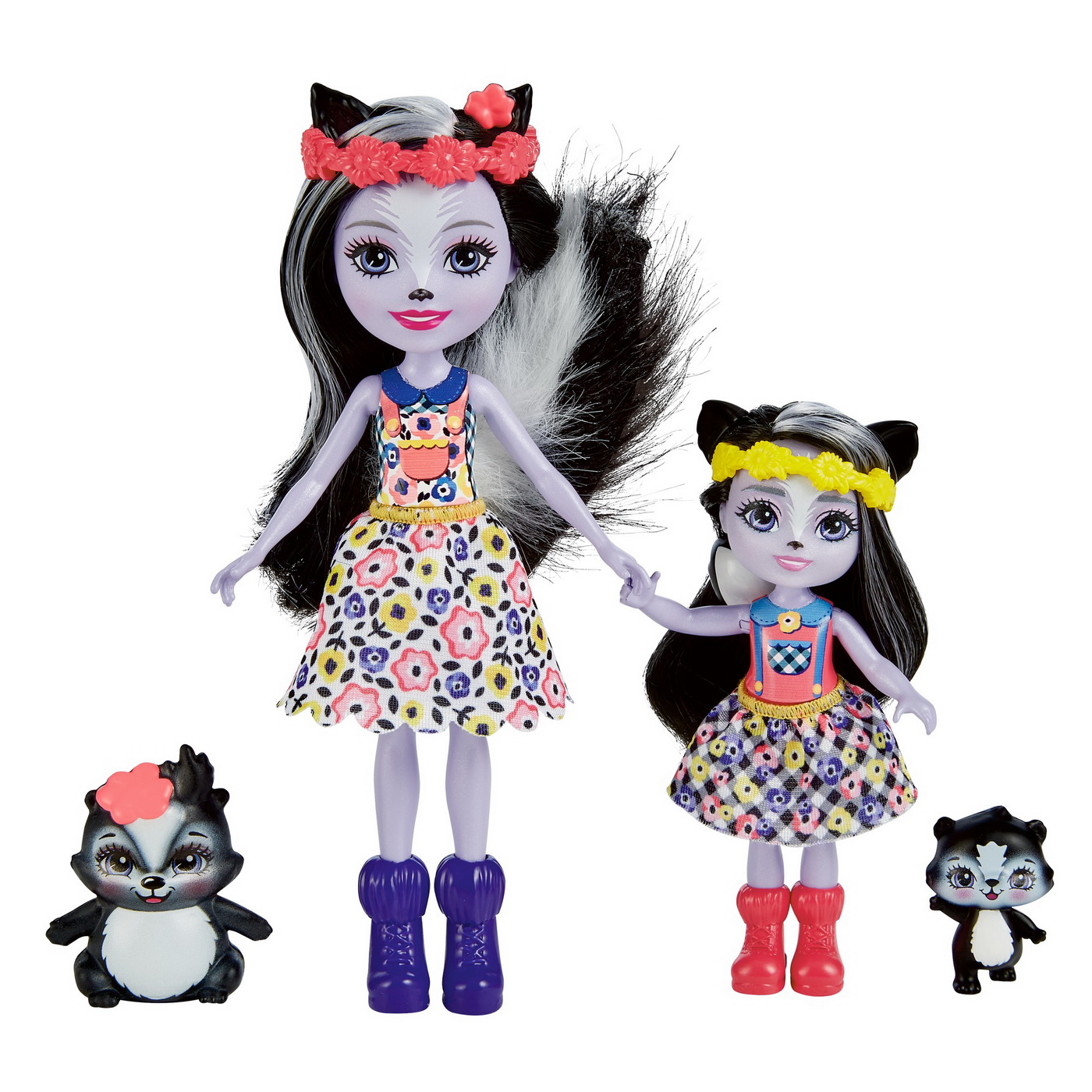 ENCHANTIMALS SET PAPUSI SURORI SI ANIMALUTELE LOR SAGE SKUNK SI CAPER SI SABELLA SKUNK SI STRIPER - imagine 2