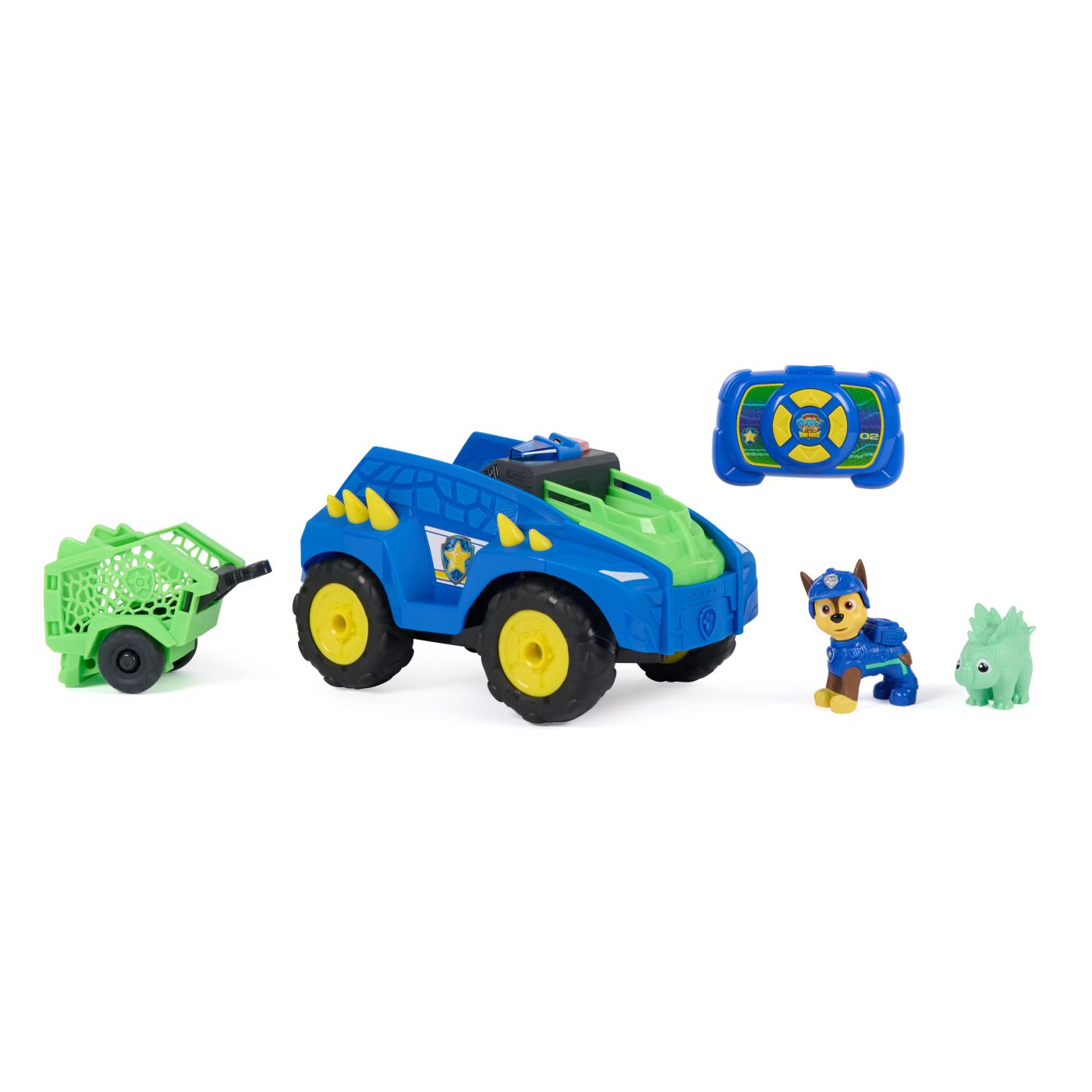 PATRULA CATELUSILOR FILMUL CU DINOZAURI SET VEHICUL DINO RC CU TELECOMANDA FIGURINA CHASE SI ACCESORII - imagine 3
