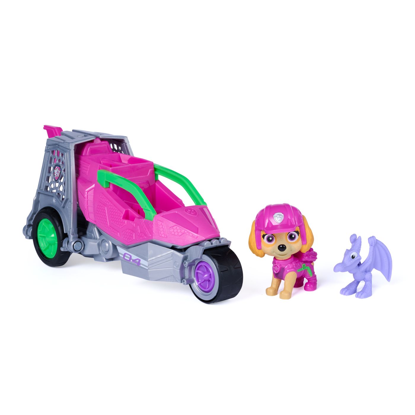 PATRULA CATELUSILOR FILMUL CU DINOZAURI SET DINO VEHICUL AVION CU FIGURINA SKYE SI ACCESORII 15CM - imagine 2