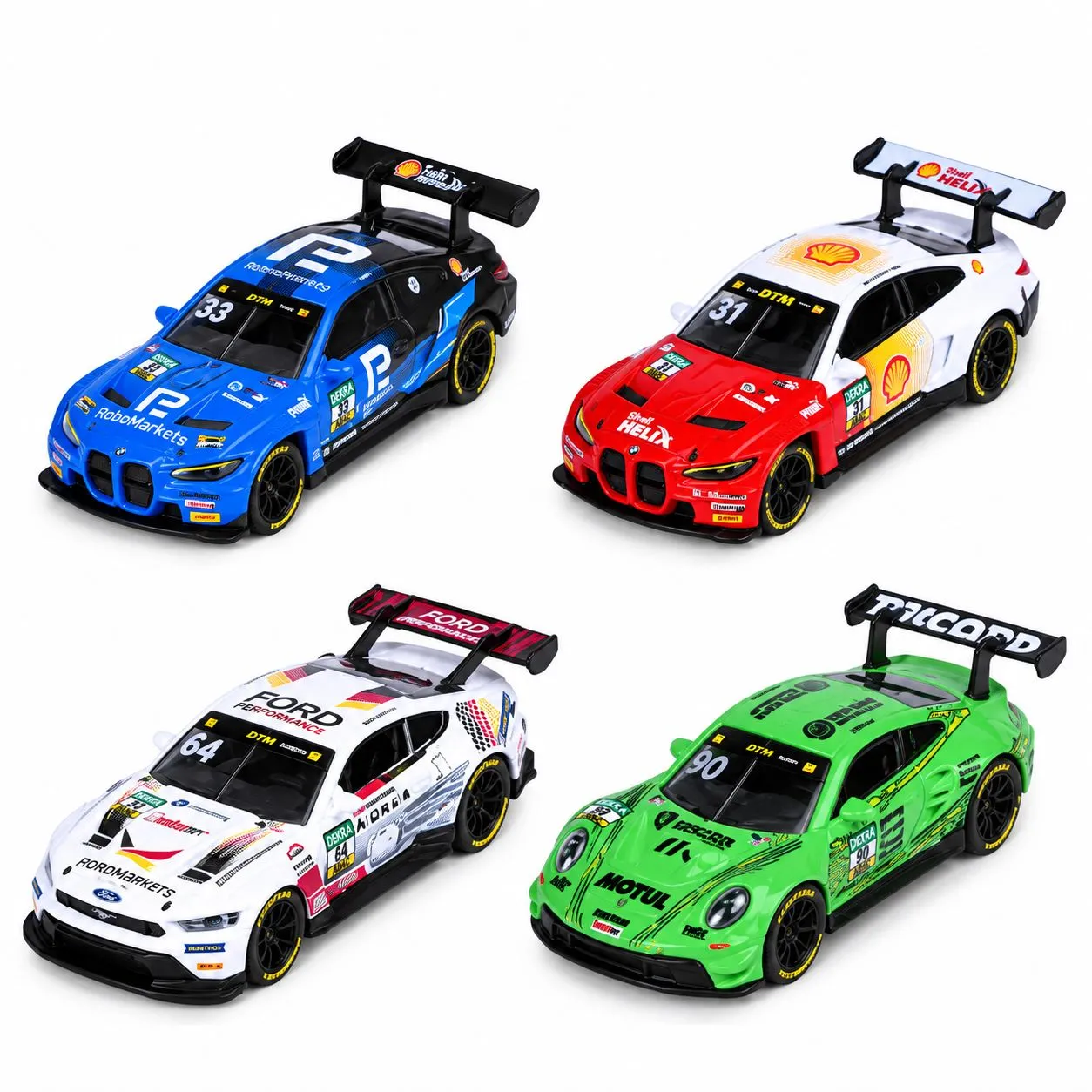 MAJORETTE SET 4 MASINUTE METALICE MOTORSPORT DTM SCARA 1 LA 64 - imagine 2