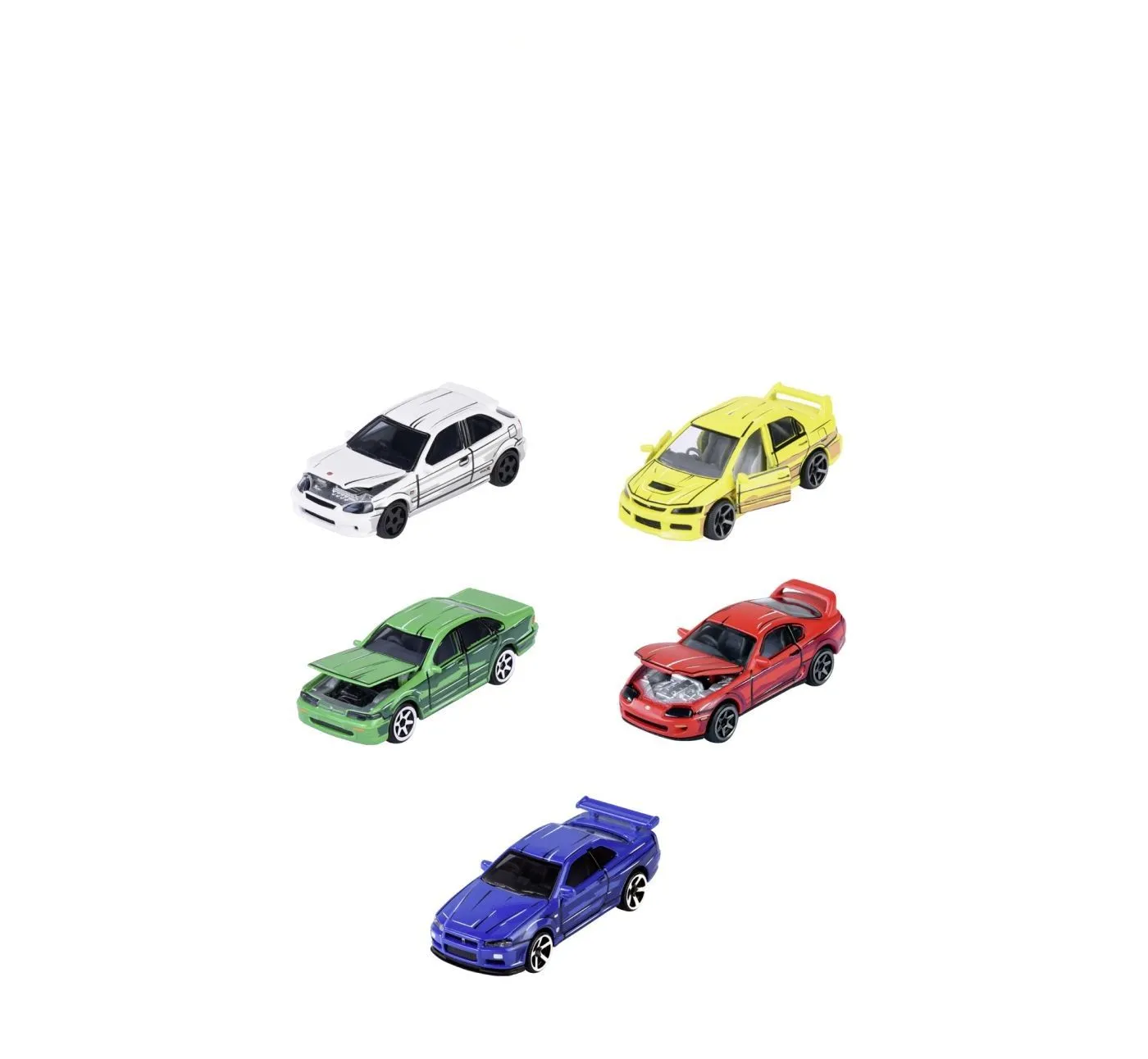 MAJORETTE SET 5 MASINUTE METALICE JDM LEGENDS PREMIUM ANIME SCARA 1 LA 64 - imagine 2