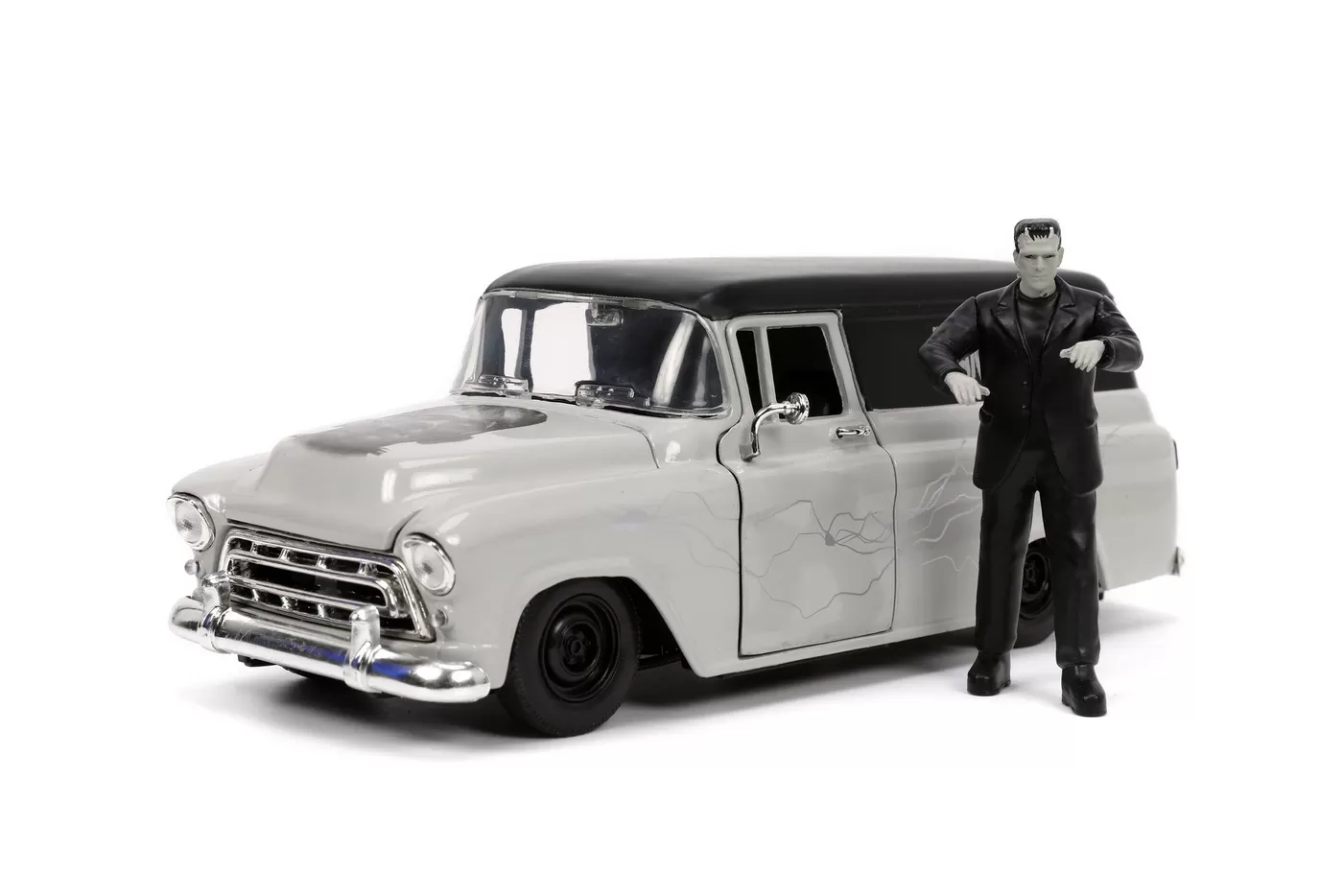SET MASINUTA 1957 CHEVY SUBURBAN SI FIGURINA FRANKENSTEIN - imagine 3