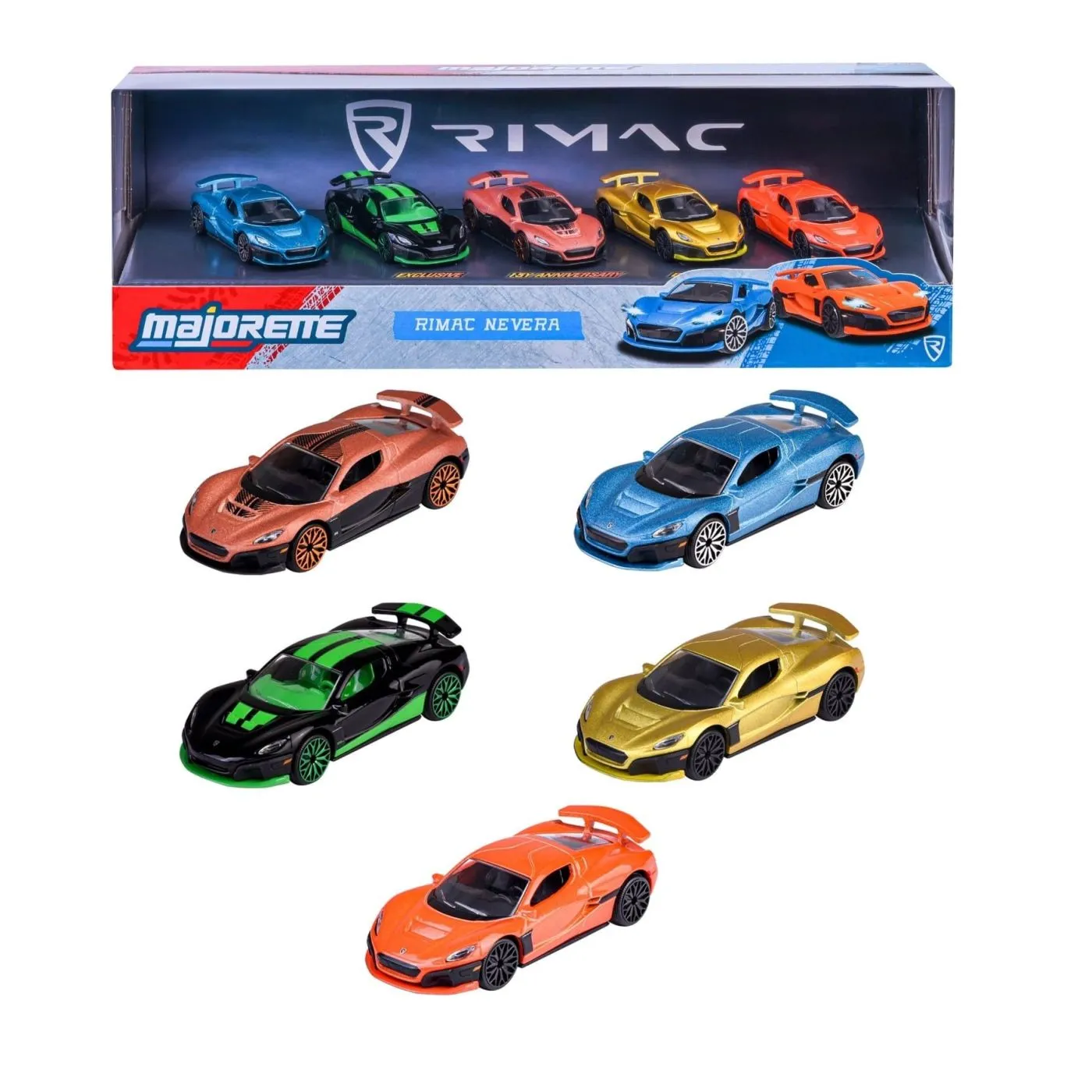 MAJORETTE SET 5 MASINUTE METALICE RIMAC NEVERA 7.5CM - imagine 3