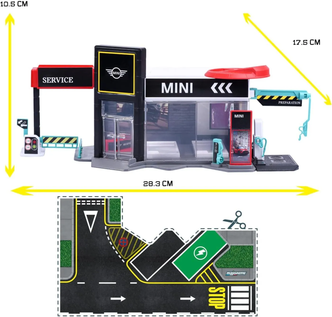 MAJORETTE SET SHOWROOM AUTO MINI CU MASINUTA INCLUSA MINI ACEMAN SCARA 1 LA 64 - imagine 3