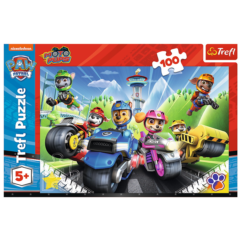 PUZZLE TREFL 100 PIESE PATRULA CATELUSILOR CATELUSII PE MOTOCICLETE - imagine 3
