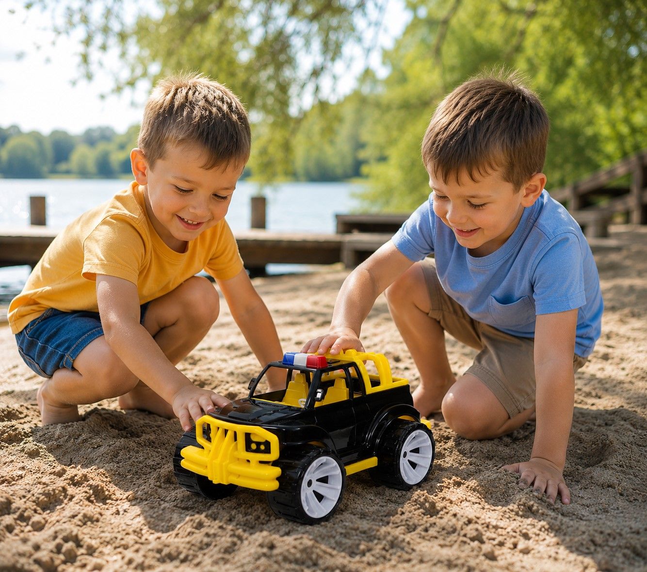 MASINA JEEP OFF ROADER NEGRU GALBEN 39CM - imagine 3