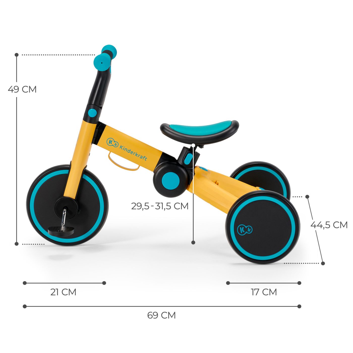 BICICLETA DE ECHILIBRU / TRICICLETA KINDERKRAFT 4TRIKE, PRIMROSE YELLOW - imagine 5
