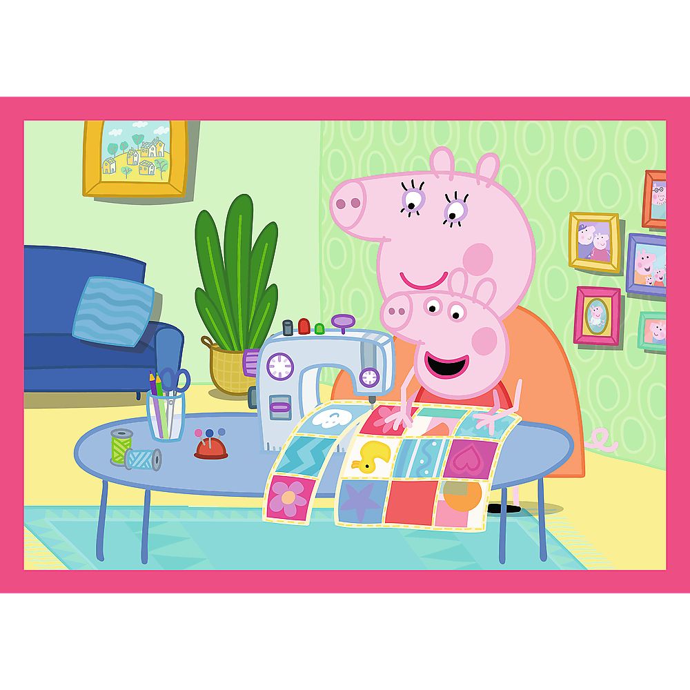 PUZZLE TREFL 4IN1 PEPPA PIG IUBESTE AVENTURILE - imagine 4