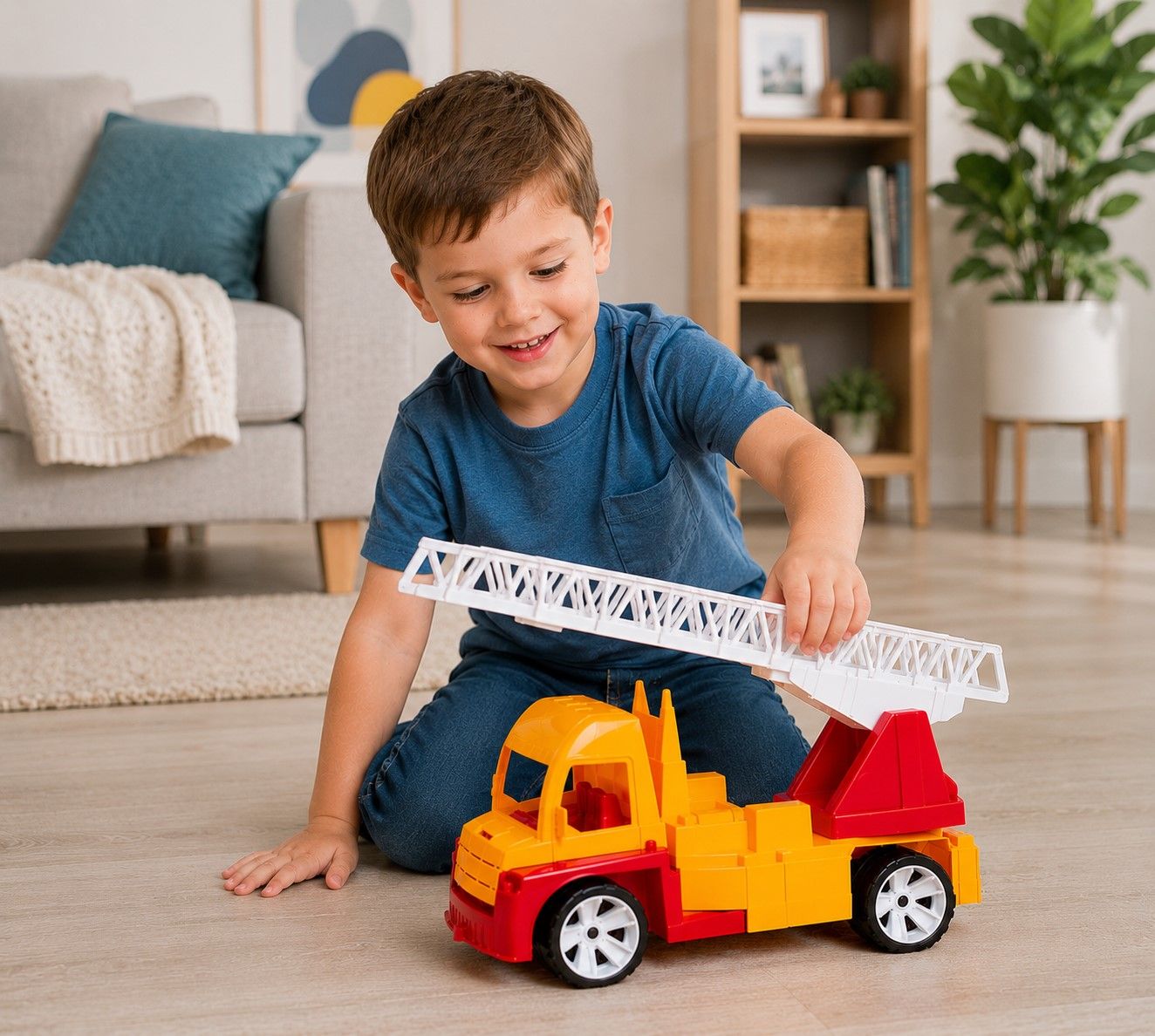 AUTOSPECIALA POMPIERI CU SCARA ROSU PORTOCALIU 46CM - imagine 4