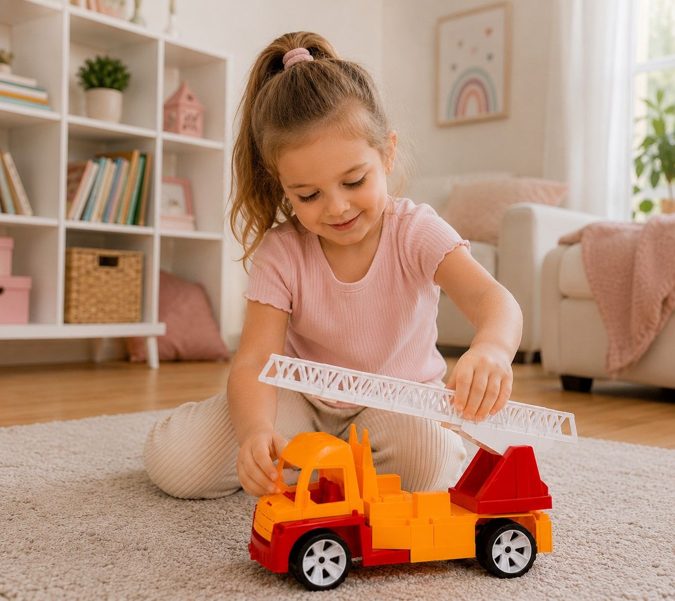 AUTOSPECIALA POMPIERI CU SCARA ROSU PORTOCALIU 46CM - imagine 5