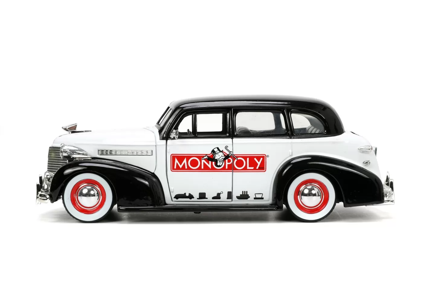 JADA SET MASINUTA METALICA CHEVROLET MASTER DELUXE 1939 SCARA 1:24 SI FIGURINA MR MONOPOLY - imagine 6