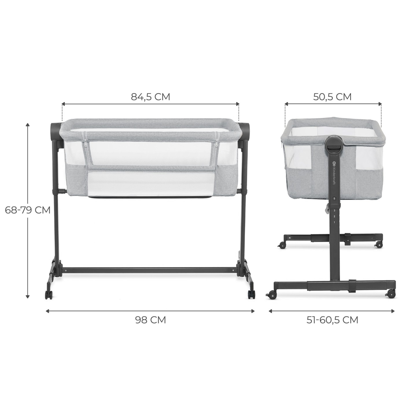PATUT CO-SLEEPER KINDERKRAFT NESTEE UP 2, GRI DESCHIS - imagine 7