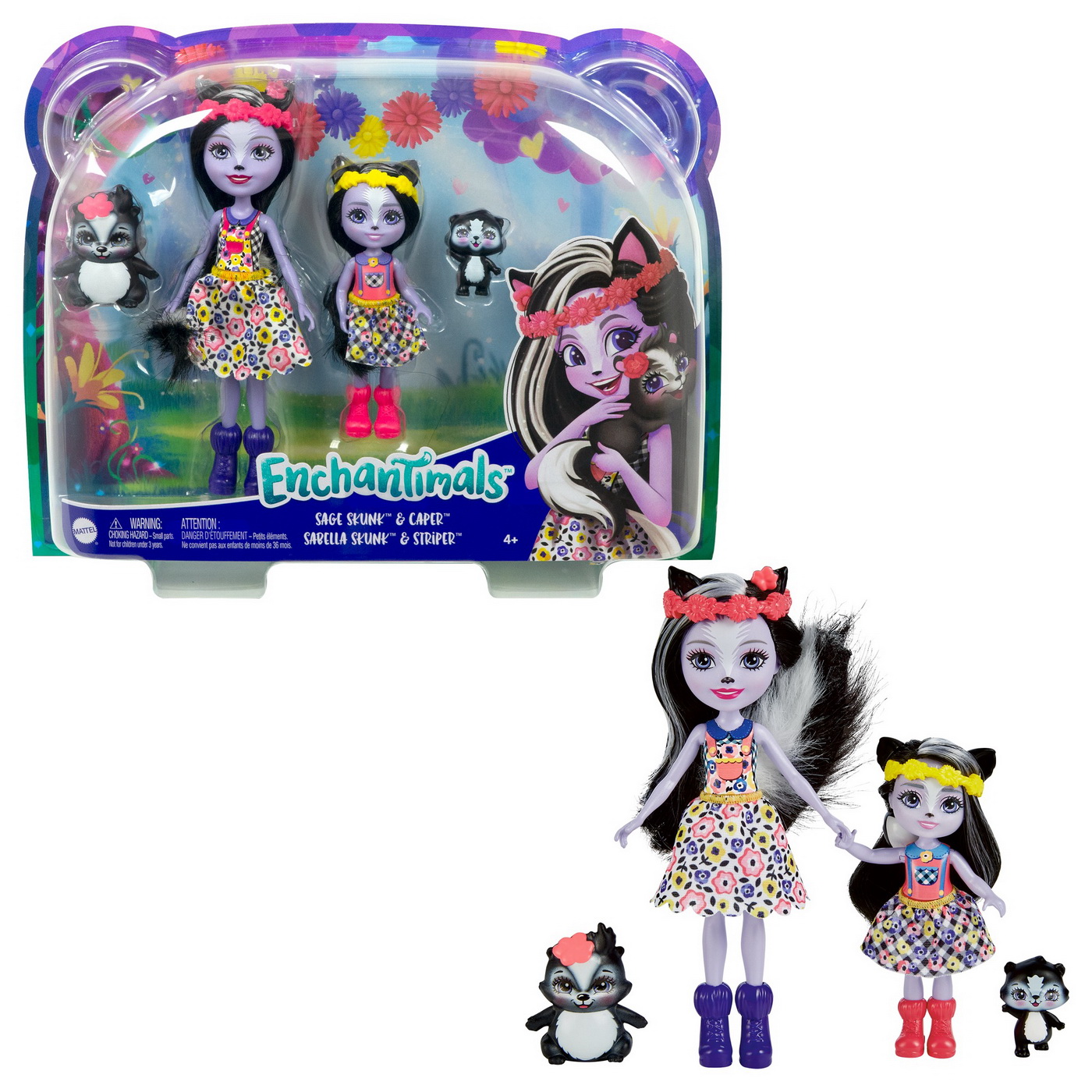 ENCHANTIMALS SET PAPUSI SURORI SI ANIMALUTELE LOR SAGE SKUNK SI CAPER SI SABELLA SKUNK SI STRIPER - imagine 8